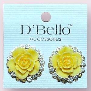 D’Bello Midas Touch Rose Rhinestone Earrings